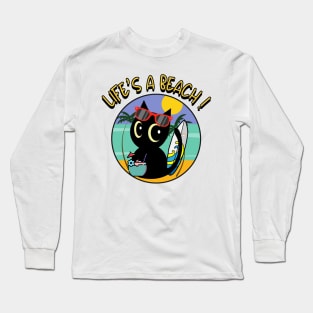 Life's a beach Black Cat Long Sleeve T-Shirt